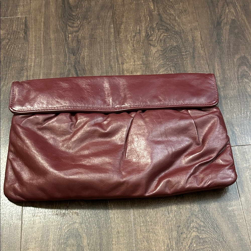 Vintage Elegant Burgundy Leather Clutch